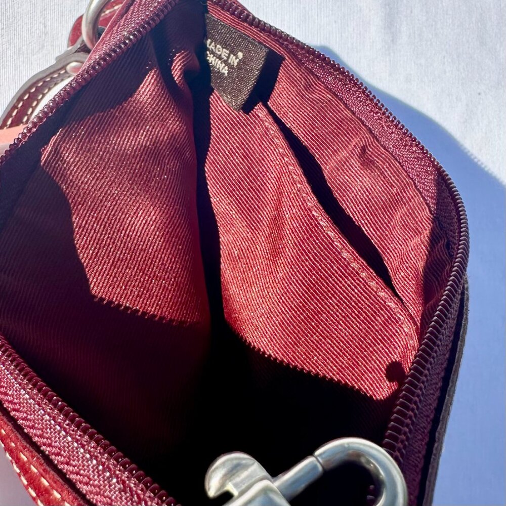 COACH Hampton Mosaic Suede Berry Patchwork Wristlet Leather Silver NWOT 140200 - Picture 11 of 12